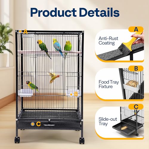 Slide-out tray detail of VIVOHOME bird cage