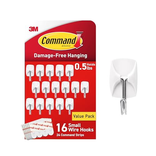 Command small white wire hooks pack