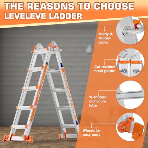 LEVELEVE extension ladder with wheels