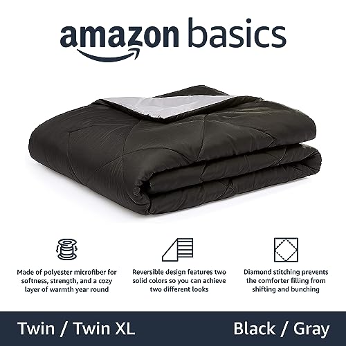 Black side of the reversible twin comforter