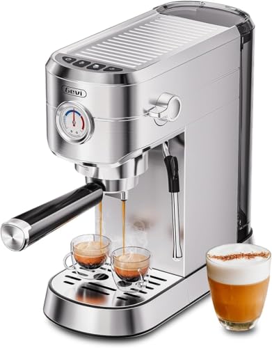 Gevi 20 Bar Compact Espresso Machine Sterling Silver
