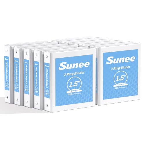 SUNEE 1.5 Inch 3 Ring Binders 10 Pack front view