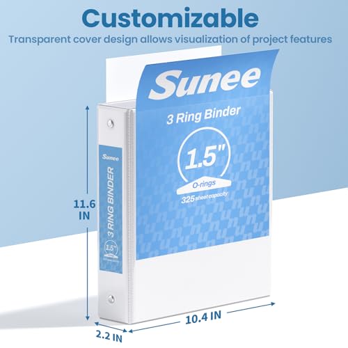 SUNEE 1.5 Inch 3 Ring Binders stacked set