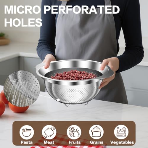 Three colanders nested for storage