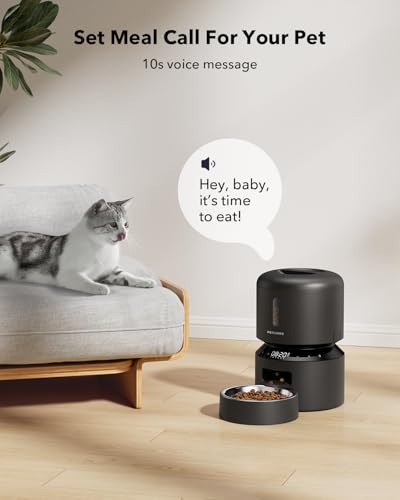 Side profile of programmable pet feeder