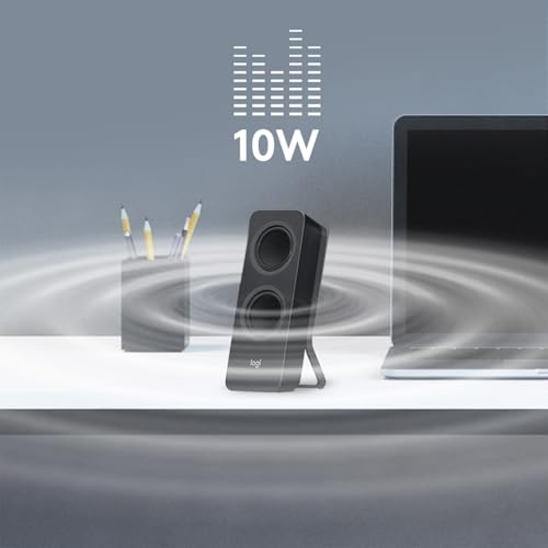 Logitech Z207 stereo speakers side profile