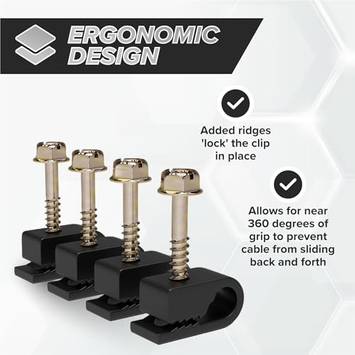 Black cable clips in packaging