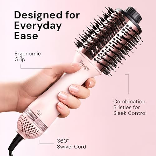 Ergonomic handle design of the hair dryer brush