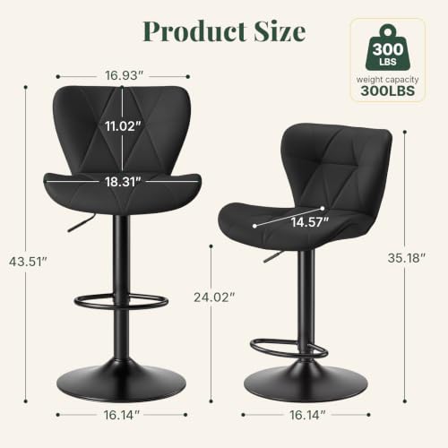 Modern black PU leather bar stool