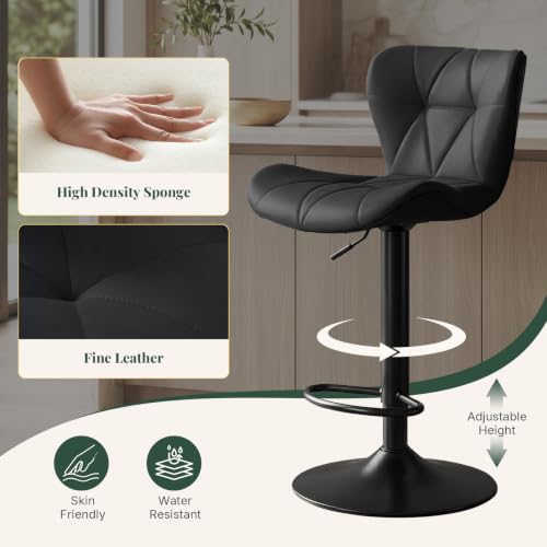 Swivel bar stool curved backrest