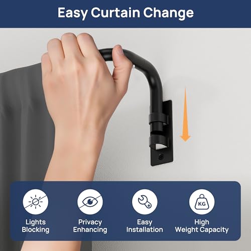 Close up of ENJOYBASICS black curtain rod mount