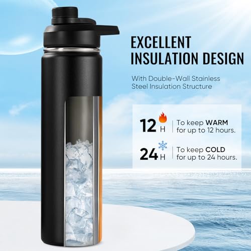 Side view of Fijinhom stainless steel bottle
