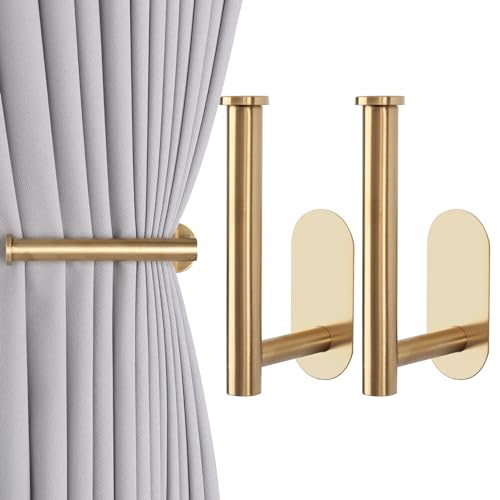 Groleca 2 Pack Adhesive Curtain Holdbacks Gold front view
