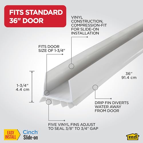 Close up of M-D Building vinyl door seal white