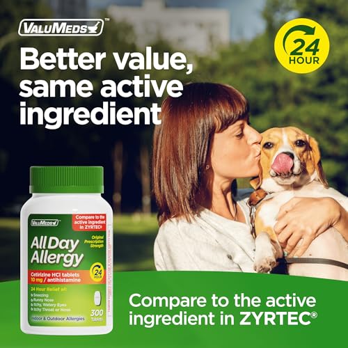Side view of ValuMeds 300 Count Cetirizine bottle