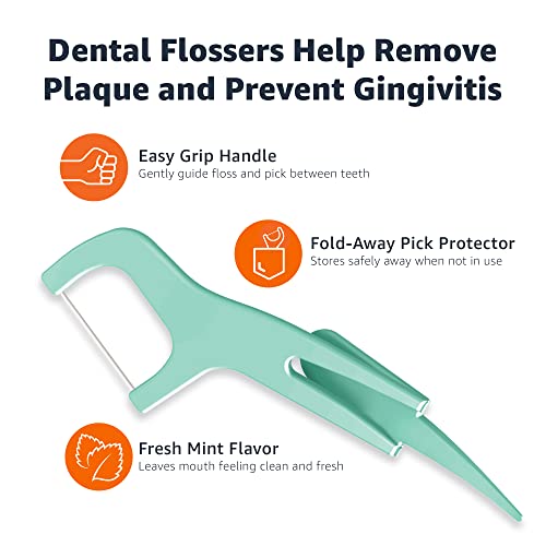 Basics Mint Dental Flossers showing fold-away pick