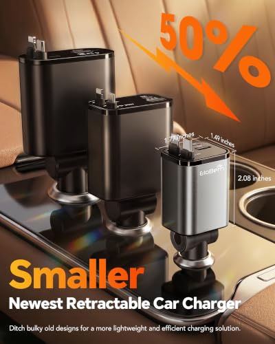 Retractable cable extended 80cm from charger