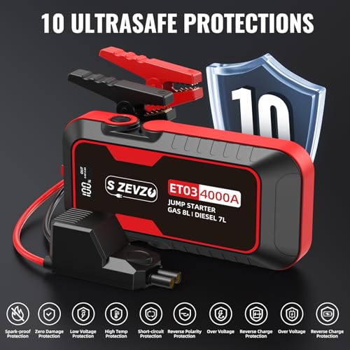 S ZEVZO ET03 jump starter LED flashlight in use