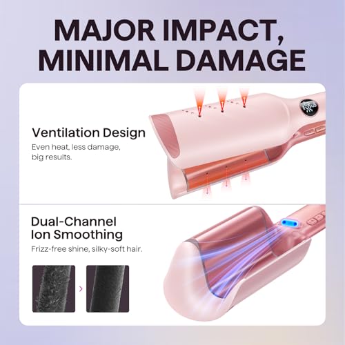 Side profile of pink Wavytalk hair waver