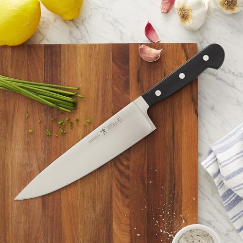 Close up of HENCKELS forged chef knife blade