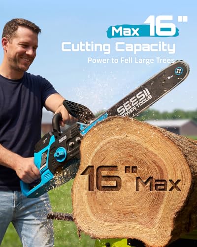 Tool-free chain tensioning knob on Seesii chainsaw