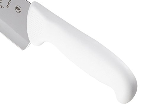 Mercer Culinary M18110 chef knife resting on a cutting board