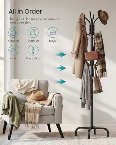 Detailed view of rounded coat rack hooks
