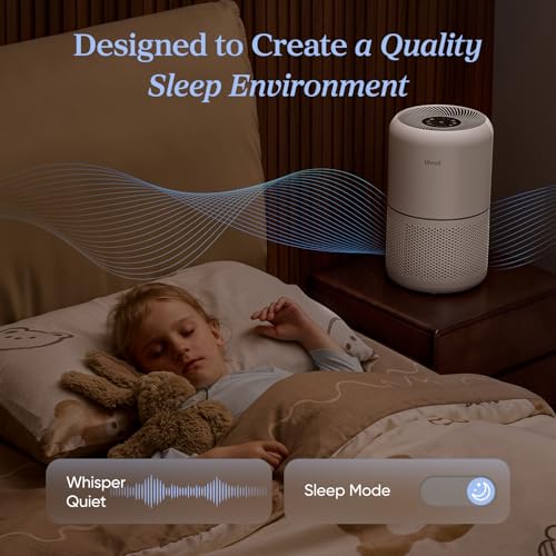 Close up of Levoit branding on air purifier