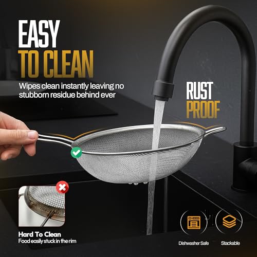 Stainless steel mesh strainer rinsing fresh fruit