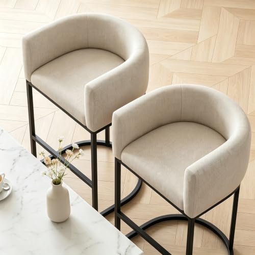 Close up of linen fabric upholstery on VATROS stool