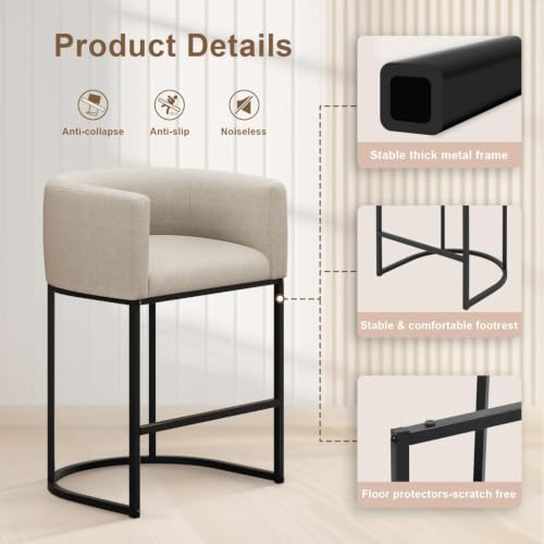 Back view of VATROS 26 inch counter height stools