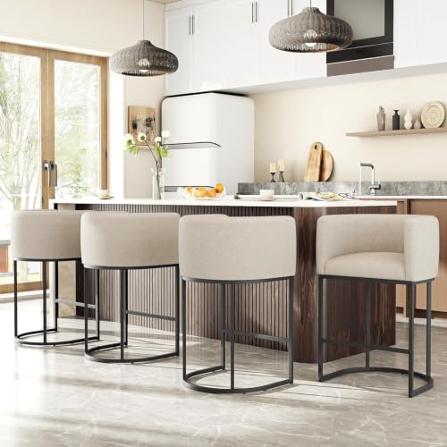 Set of two VATROS barrel bar stools in dining setting