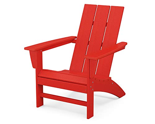 Polywood Modern Adirondack Chair Sunset Red front view