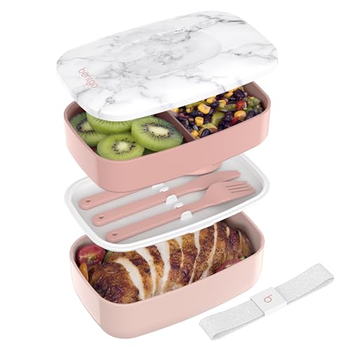 Bentgo Classic 3-Compartment Lunch Box Blush Marble top view