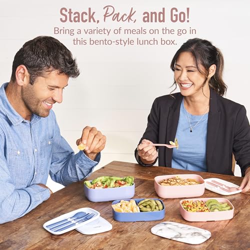 Lunch box with included utensils attached