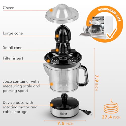 LEBENLANG Orange Juicer Electric two pressing cones