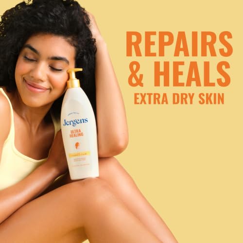 Jergens Ultra Healing branding and vitamin highlights