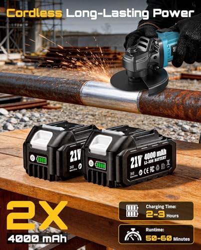Brushless angle grinder with blue finish
