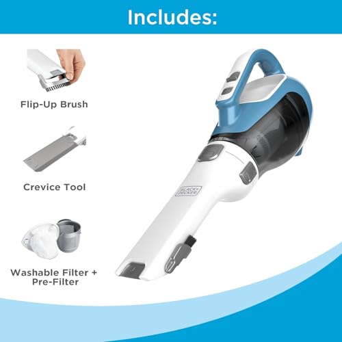 Handheld vacuum with crevice tool extended