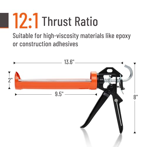 Side profile of Bates orange and black caulk gun