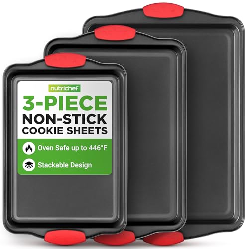 NutriChef 3-Piece Cookie Sheets set overview