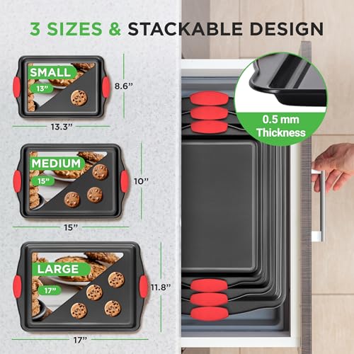 Small medium and large NutriChef baking pans