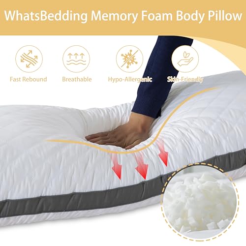 WhatsBedding body pillow used on a bed
