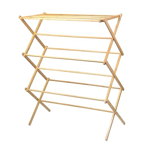 HOME IT Bamboo Clothes Drying Rack upright