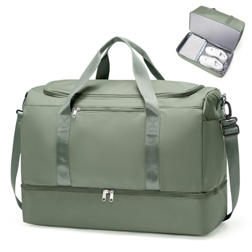 SYCNB Extra Large Olive Green Travel Duffle Bag full view