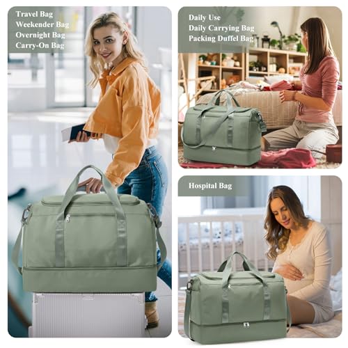 SYCNB olive green duffle bag carrying handles