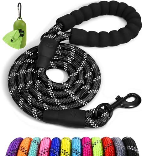 Taglory Rope Dog Leash 6 FT Black