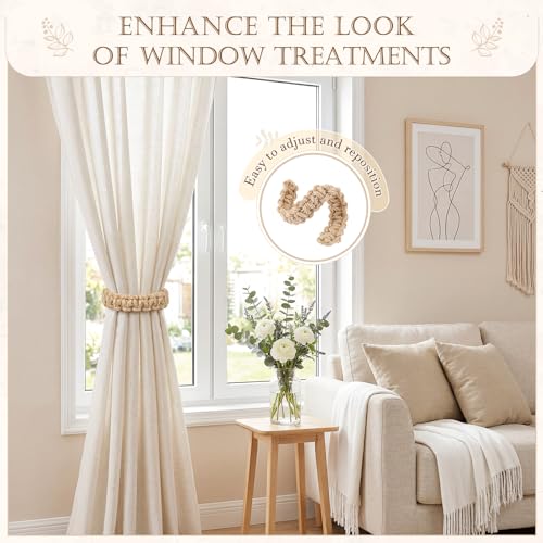 Braided jute tieback texture detail