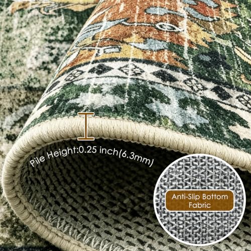 Top-down view of RUGSURE green medallion rug