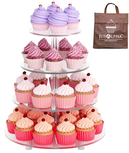 Jusalpha 4 Tier Acrylic Cupcake Stand full view